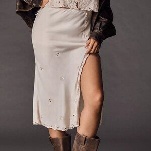 Anthropologie Cutwork Slip Skirt